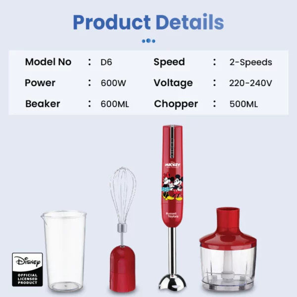 Russell Taylor D6 Mickey Mouse Hand Blender - Image 2