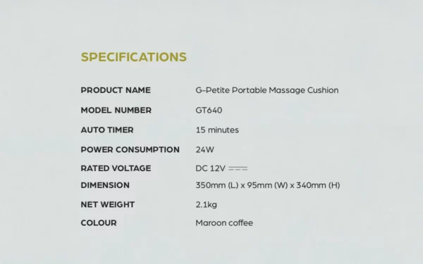 Gintell G-Petite Portable Massage Cushion GT640 - Image 2