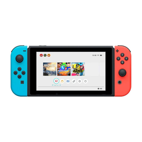Nintendo Switch With Neon Blue And Neon Red Joy-Con